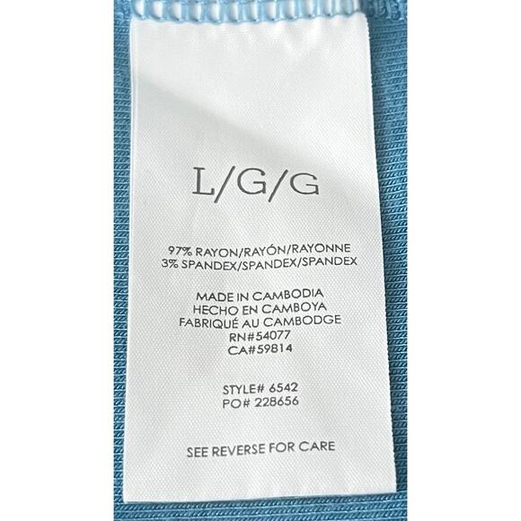 CABI LONG SLV PULL-OVER V-NECK TOP/T-SHIRT, WOMENS, L, SKY BLUE, RAYON/SPANDEX - Picture 10 of 11